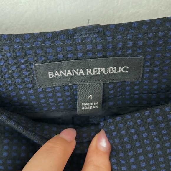 Banana Republic Pants Straight Drape High Rise Tapered Dotted Black Navy 4 - Picture 3 of 9